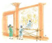 早川和子ポストカード10(法隆寺金堂壁画を描く画工らのようす)
