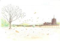 早川和子ポストカード16(飛鳥寺西の槻の木広場の風景)